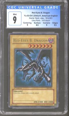 Yu-Gi-Oh Starter Deck Joey 1st Edition Red-Eyes Black Dragon SDJ-001 CGC 9-image