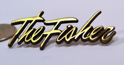 THE FISHER BRASS  AVERY TUBE AMPLIFIER PREAMP CONSOLE SPEAKER VINTAGE BADGE-image