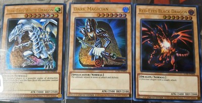DARK MAGICIAN BLUE EYES WHITE DRAGON RED EYES BLACK DRAGON YuGiOh ULTRA RARE-image