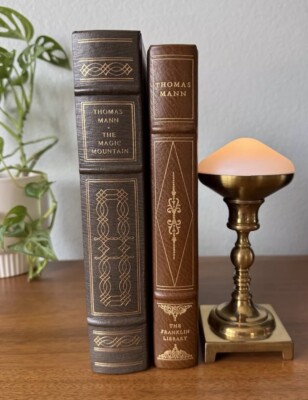 Set Of 2 Thomas Mann Franklin Library Leather Books Magic Mountain & Stories-image