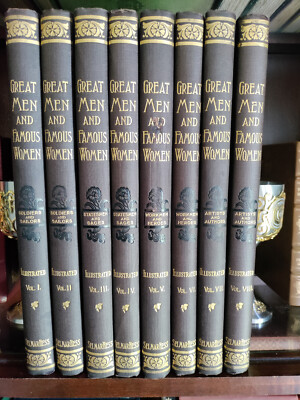 GREAT MEN & FAMOUS WOMEN_COMPLETE 8 VOL SET_1894_1st Edn_Leather_Gold Gilt_XLNT-image