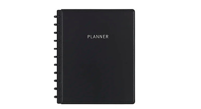 Discbound Monthly Planner Starter Set, Undated, Letter Size, Leather Cover, Blac-image