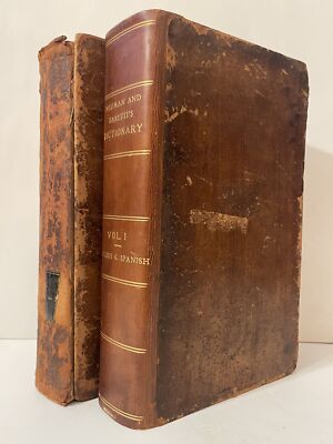 Neuman & Baretti's Dictionary Spanish & English 2 Vol. Set Leather HC-image