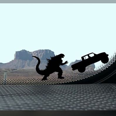 Tiny Godzilla Chasing Truck Decals-image