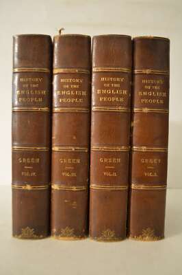 History of English People John Richard Green 4 Vol. Set Leather Binding-image