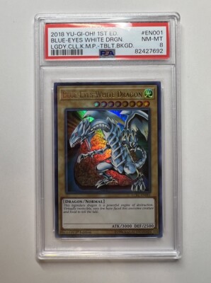 Yu-Gi-Oh! Blue-Eyes White Dragon 1st Edition Ultra Rare LCKC-EN001 Tablet PSA 8-image