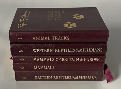Lot of 5 Roger Tory Peterson Field Guides — Leather Bound Easton Press — Animals-image