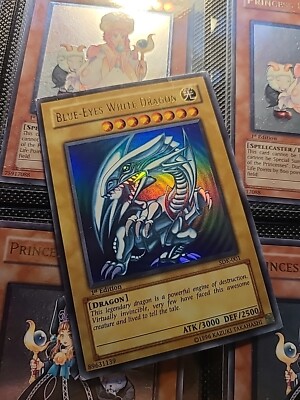 2002 Blue Eyes White Dragon 1st Edition SDK-001 Ultra Rare AE Yugioh Card -image