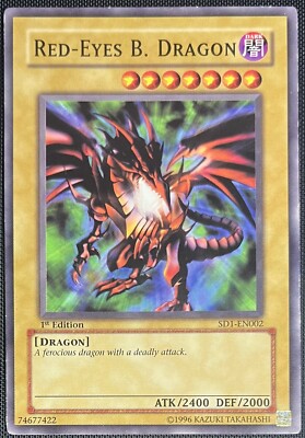 Yu-Gi-Oh Red-Eyes Black Dragon SD1-EN002 Dragon's Roar 1st Edition EN Vintage-image