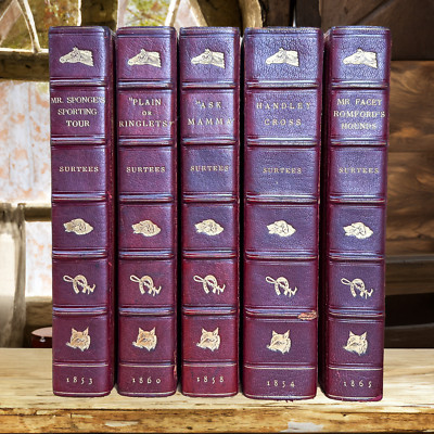 Handsome Set Robert Smith Surtees Antique Leather Spine Books Horse England-image