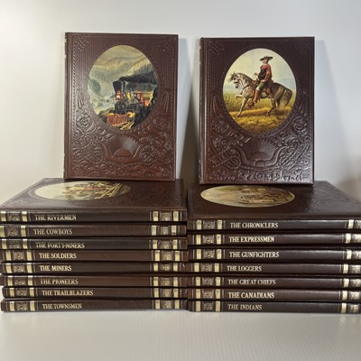 Time Life Old West Brown Leatherette Book Lot 17 Spanish West Rivermen Railroad-image