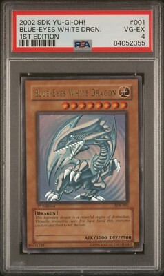 2002 Yu-Gi-Oh! BLUE-EYES WHITE DRAGON 1st Edition SDK-001 English PSA 4 VG-EX!-image