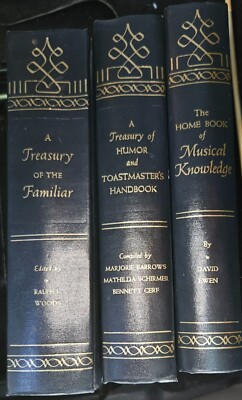 3 Ralph L. Woods 1942 Book Leatherbound Set A Treasury Of The Familiar Humor ...-image
