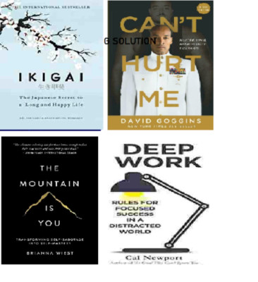 Combo Set of 4 Books ( Mountain is you + Can't Hurt Me+Ikigai+Deep Work) PPRBCK-image