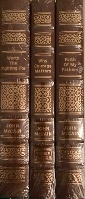 Easton Press John McCain Signed 3 Book Set Leather-Bound Sealed, Mint-image