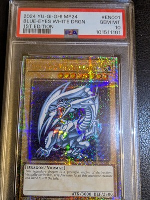 2024 Yu-Gi-Oh! Blue-Eyes White Dragon MP24-EN001 Quarter Century Rare PSA 10 GEM-image