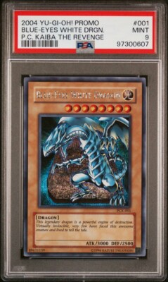 2004 Yu-Gi-Oh! Promo #001 Blue Eyes White Dragon P.C. Kaiba The Revenge PSA 9-image