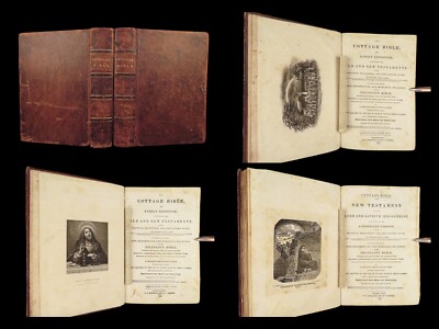 1836 Cottage Holy BIBLE Polyglott Illustrated English KJV Holy Land Maps 2v SET-image