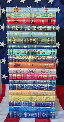 Set of 19 Bonded Leather Hardcover Children Books Peter Pan Alice Little Mermaid-image