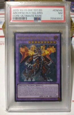 Yu-Gi-Oh Card Archfiend Black Skull Dragon 1st Ed CORE-EN048 Ultimate Rare PSA 7-image