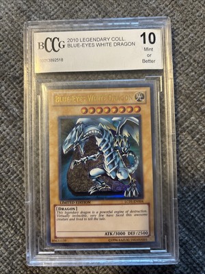 YUGIOH BLUE EYES WHITE DRAGON LC01-EN004 - 2010 BCCG BECKETT GEM MINT 10!-image