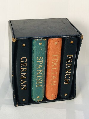 1964 Geoffrey Parker Burgess & Bowes Midget Mini DICTIONARY SET Leather Bound-image