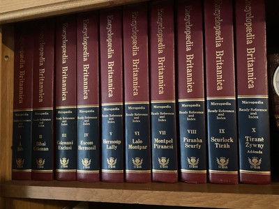 Britannica Encyclopedia Book Set 30 Volume 1768 15th Edition Bookshelf Display-image