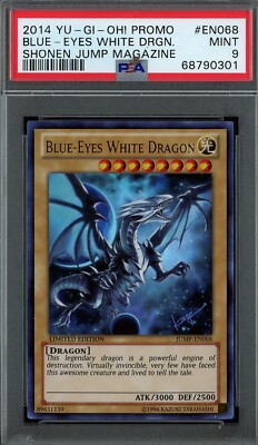 Yugioh Blue Eyes White Dragon JUMP-EN068 Graded PSA 9 MINT Ultra Rare Promo 2014-image
