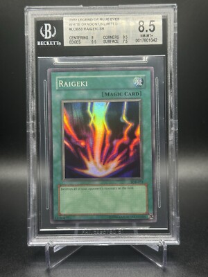 BGS 8.5 Raigeki LOB-053 The Legend of Blue Eyes White Dragon Super Rare (PSA 9)-image