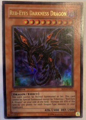 Red Eyes Darkness Dragon Holographic Yugioh Card Fermi Bubbles Grading C-image