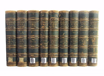 The Works of Henry Fielding - antiquarian 10 volume matched leather bound set-image