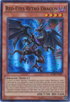 3 x Red-Eyes Retro Dragon - BOSH-EN095 - Super Rare - Unlimited Edition Near Min-image