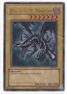 YUGIOH! RED-EYES B. DRAGON - ULTRA RARE UNLIMITED EDITION - SDJ-001 HP-image