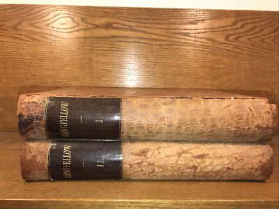 LEATHER Set;LONGFELLOW’s Works! MASSIVE FOLIOS 1881 ALLIGATOR  Detached Cracked-image
