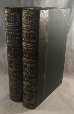 ANTIQUE LEATHER BOOK SET THE ROXBURGHE BALLADS CHARLES HINDLEY REEVES 1873 2 VOL-image