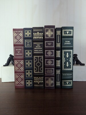 Franklin Library Lot Of 6: Moliere, Paradise Lost, Candide, Vanity Fair Decor-image