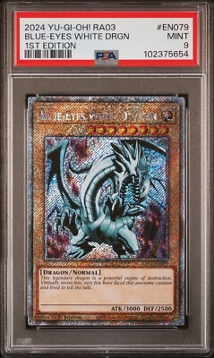 Yugioh PSA 9 Blue-Eyes White Dragon RA03-EN079 Prismatic Secret Rare 1-image