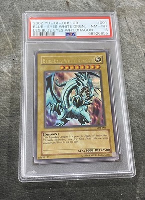 2002 Yu-Gi-Oh Blue Eyes White Dragon PSA 8 Near Mint NM MT LOB-001-image