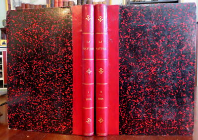 Nature French Scientific Review Arts 1895 Illustrated rare 2 vol. leather set-image