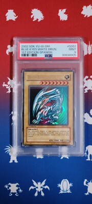 Yu-Gi-Oh! 2002 Blue Eyes White Dragon Spanish SDK-001 1st Edition PSA 9-image