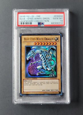 Yu-Gi-Oh Blue-Eyes White Dragon PSA 10 GEM MINT LC01-EN004 Limited Edition-image