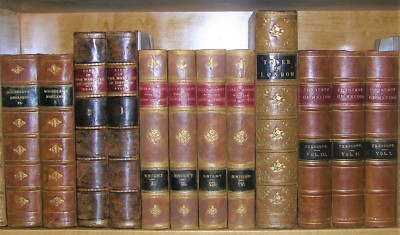 HALF-HOUR WITH THE BEST AUTHORS, CHARLES KNIGHT,1868, 4 VOL. SET, LEATHER, ILLUS-image
