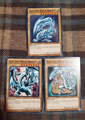 Yugioh! Blue-Eyes White Dragon x3 Set LDK2-ENK01 Playset 1st Edition NM-image