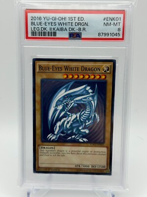 PSA 8! Yu-Gi-Oh! Blue-Eyes White Dragon LDK-ENK01 1st Edition-image
