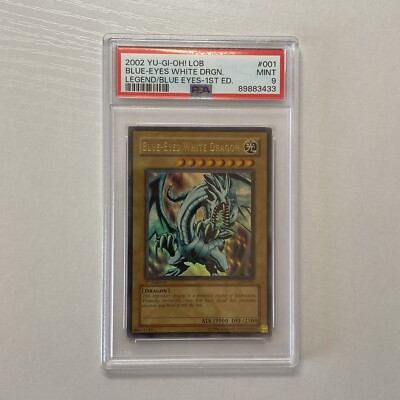 Yu-GI-Oh - PSA 9 1st Edition LOB-001 Blue Eyes White Dragon - North American-image