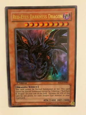 Yugioh Red-Eyes Darkness Dragon SD1-EN001 1st Edition Ultra Rare Near Mint-image