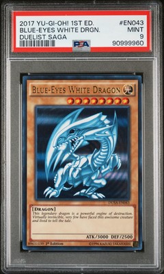 2017 YU-GI-OH! DUELIST SAGA 1ST EDITION #EN043 BLUE-EYES WHITE DRAGON PSA 9-image