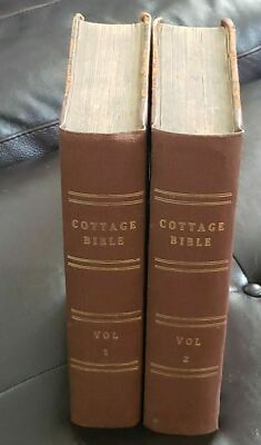Antique Old 1834 HOLY BIBLE COTTAGE BIBLE Complete Two Volume Set  POLYGLOTT-image
