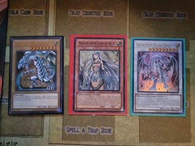 YUGIOH MAIDEN WITH EYES OF BLUE + BLUE-EYES + AZURE-EYES SILVER DRAGON SDBE UNLI-image