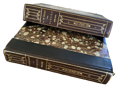 Poesies TWO Volume Set 1828-1833, 1833-1852 Alfred De Musset Henri Pille French-image